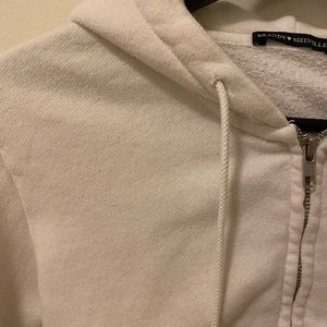 Brandy Melville White Cropped Zip-Up Hoodie